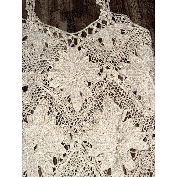 VTG For Love & Lemons Ivory Crochet Mini Dress/ Cover-Up Size S/M - Picture 3 of 8